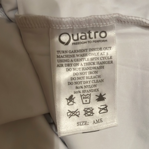 Quatro Womens Leotard White Tan Rhinestone Gymnastics NEW AME adult Medium - Picture 5 of 7